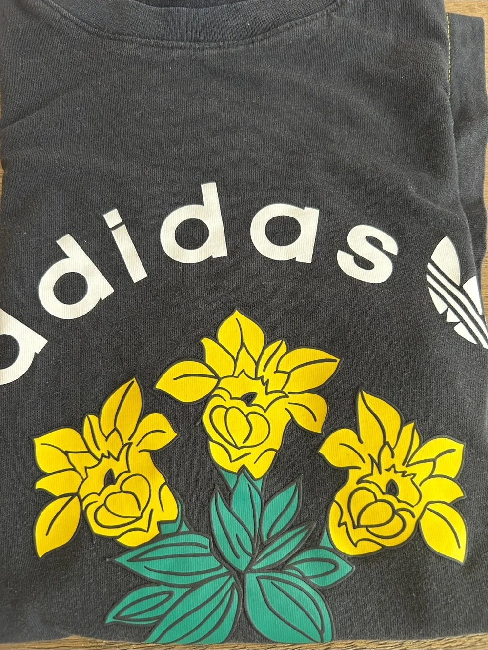 Adidas Men’s Originals Adventures Graphic Daffodil Black/Yellow Tee. Size Large.